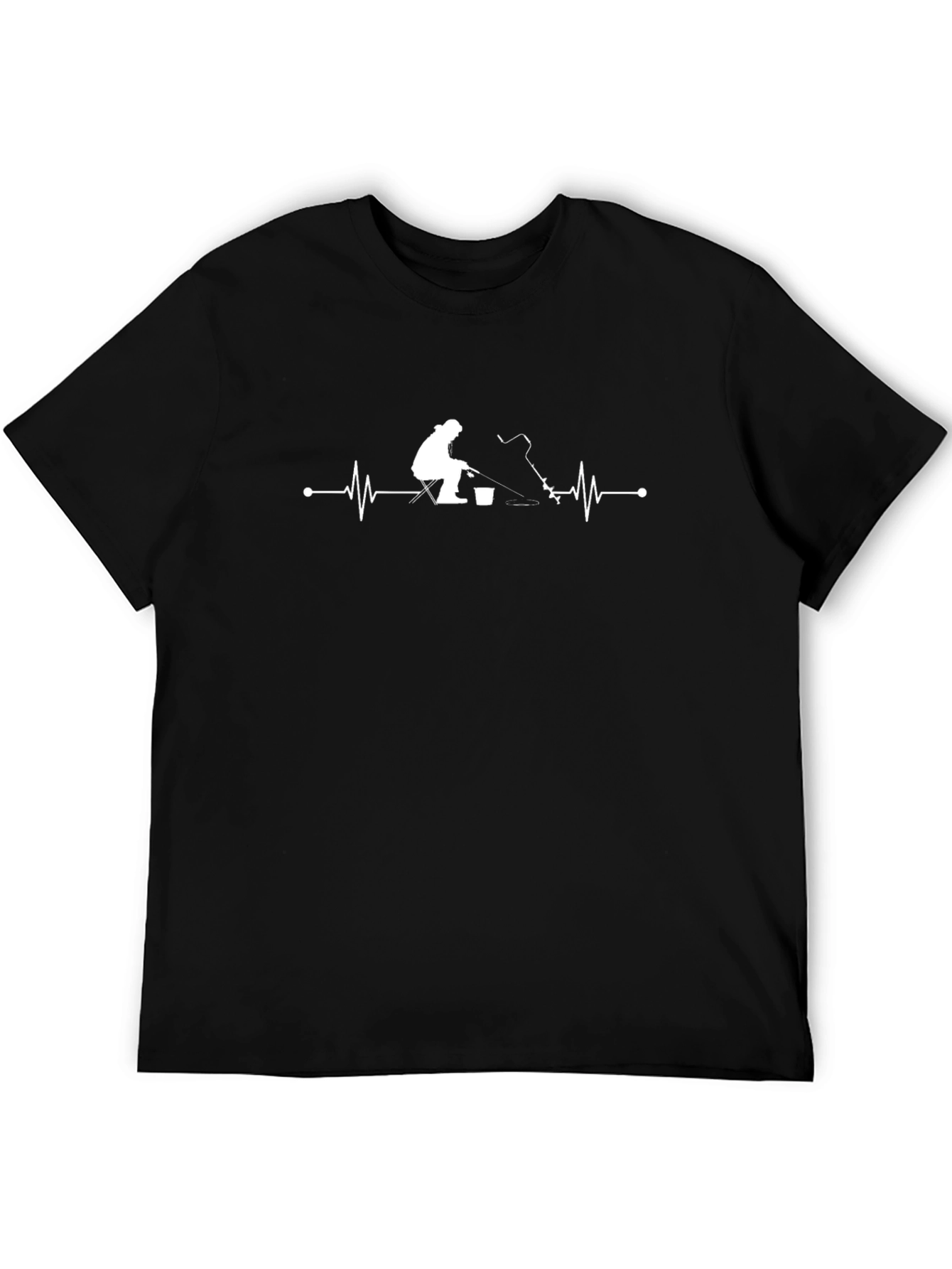 Ice Fishing Heartbeat Graphic T-Shirt