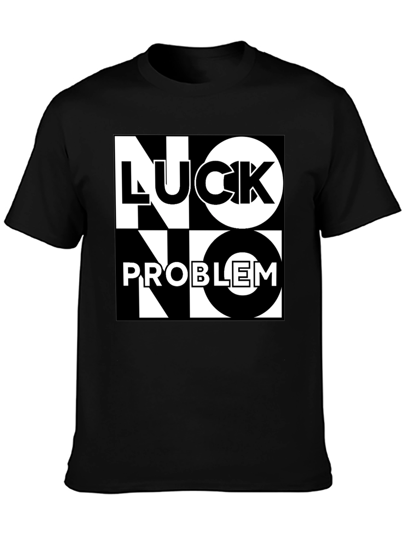 No Luck No Problem Black Graphic Tee