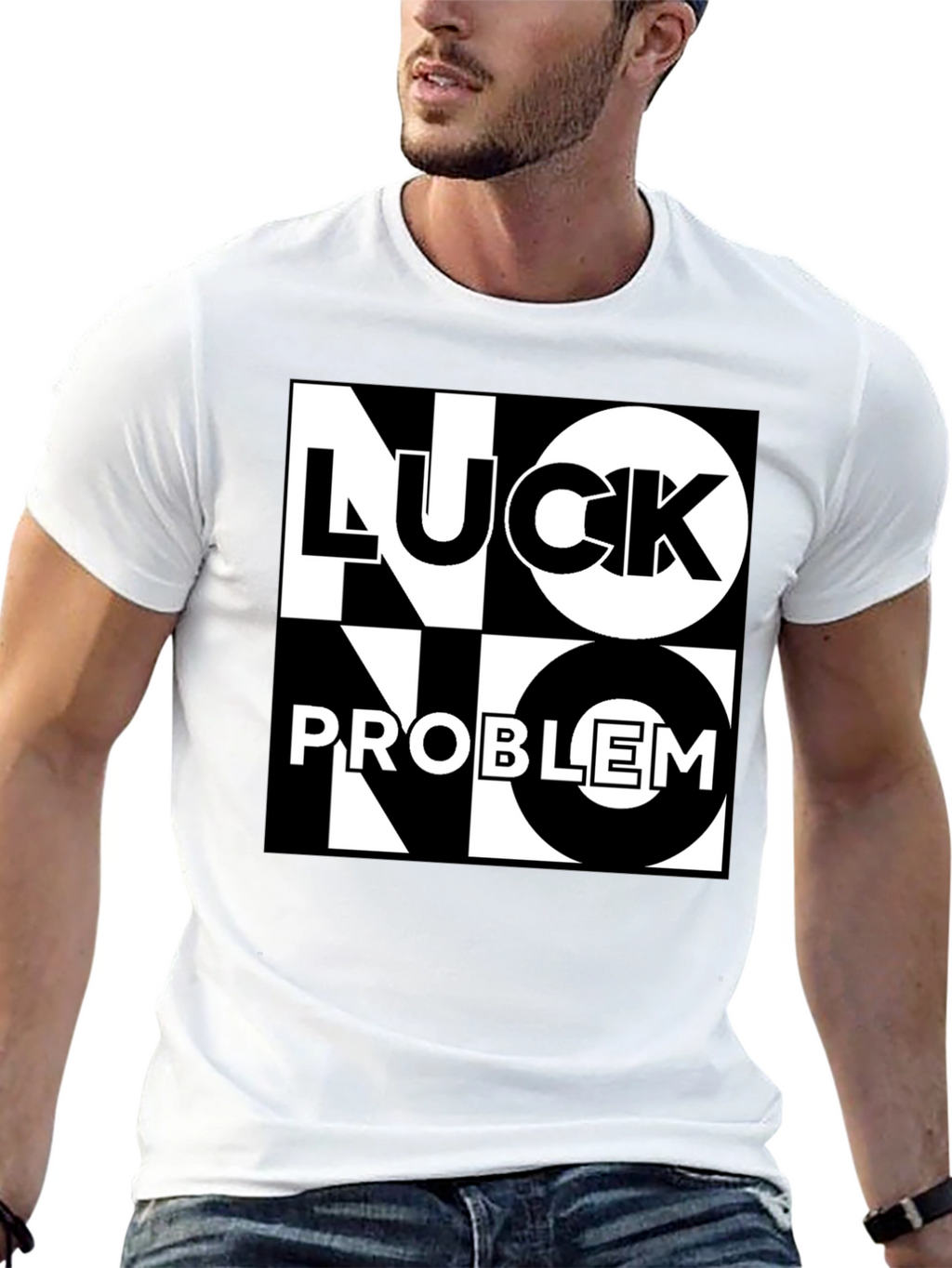 No Luck No Problem Black Graphic Tee