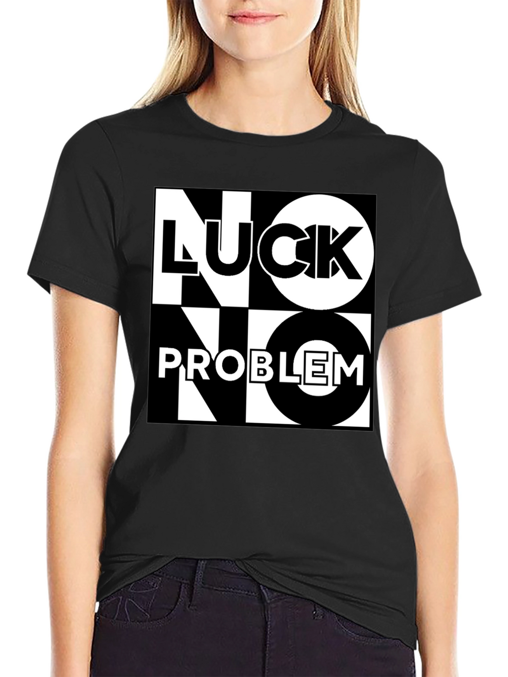 No Luck No Problem Black Graphic Tee