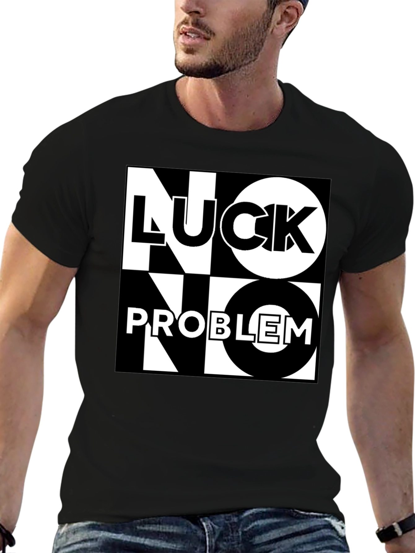 No Luck No Problem Black Graphic Tee