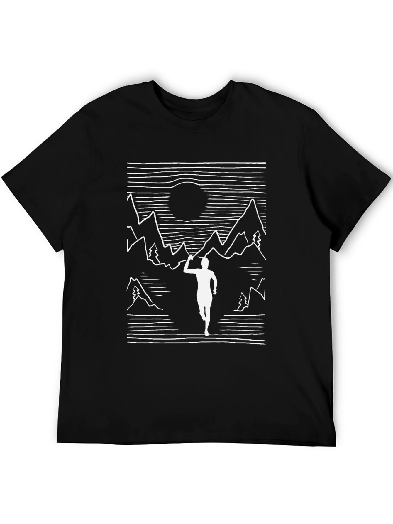 Mountain Runner Graphic Tee - Black Cotton T-Shirt