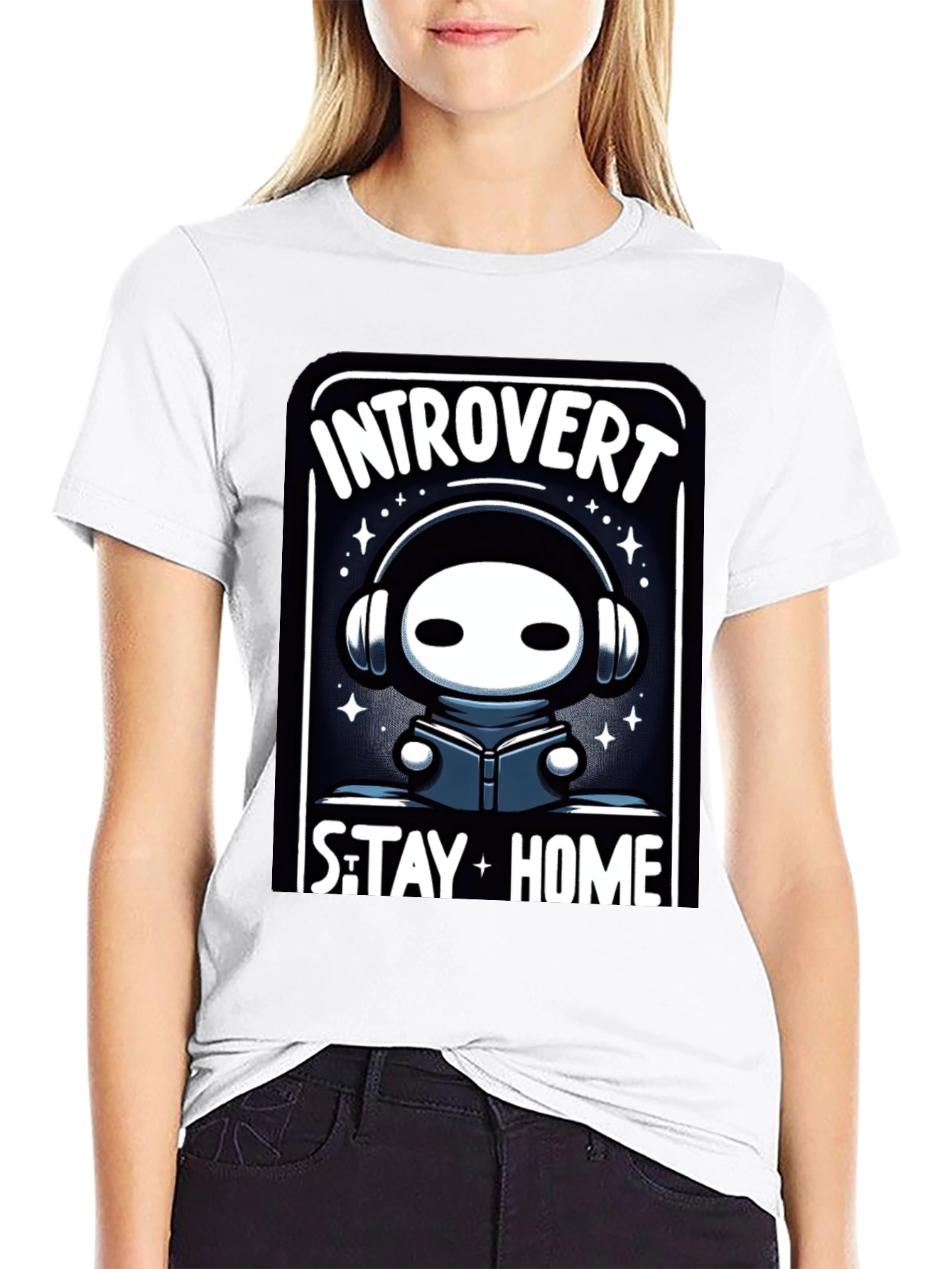 Introvert Stay Home T-Shirt - Black Graphic Tee