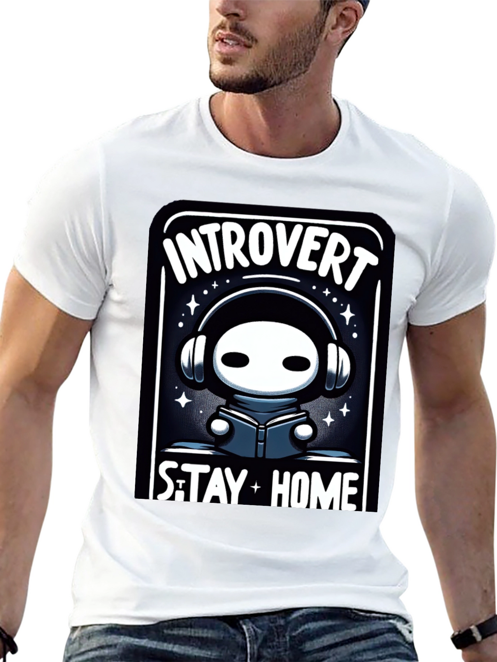 Introvert Stay Home T-Shirt - Black Graphic Tee