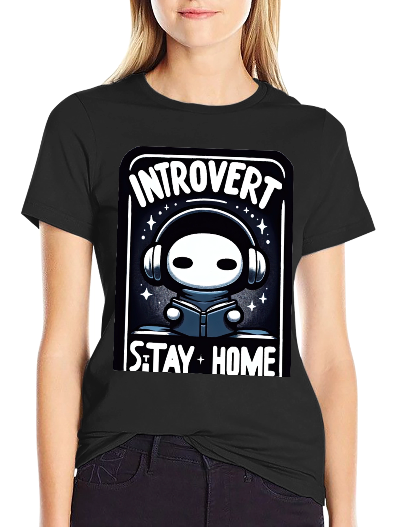 Introvert Stay Home T-Shirt - Black Graphic Tee