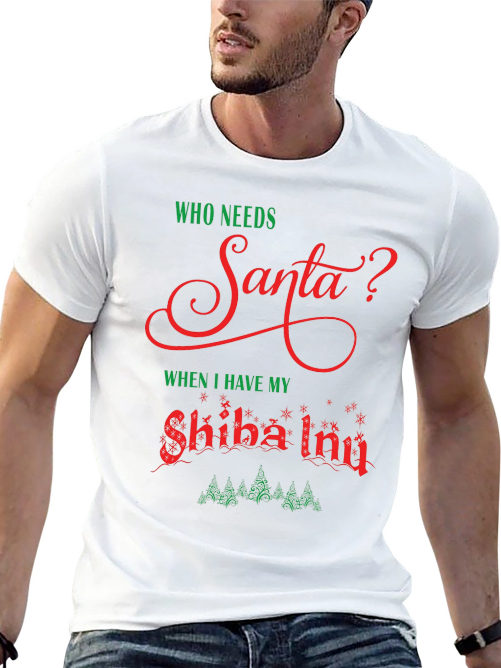 Funny Shiba Inu Christmas T-Shirt Santa