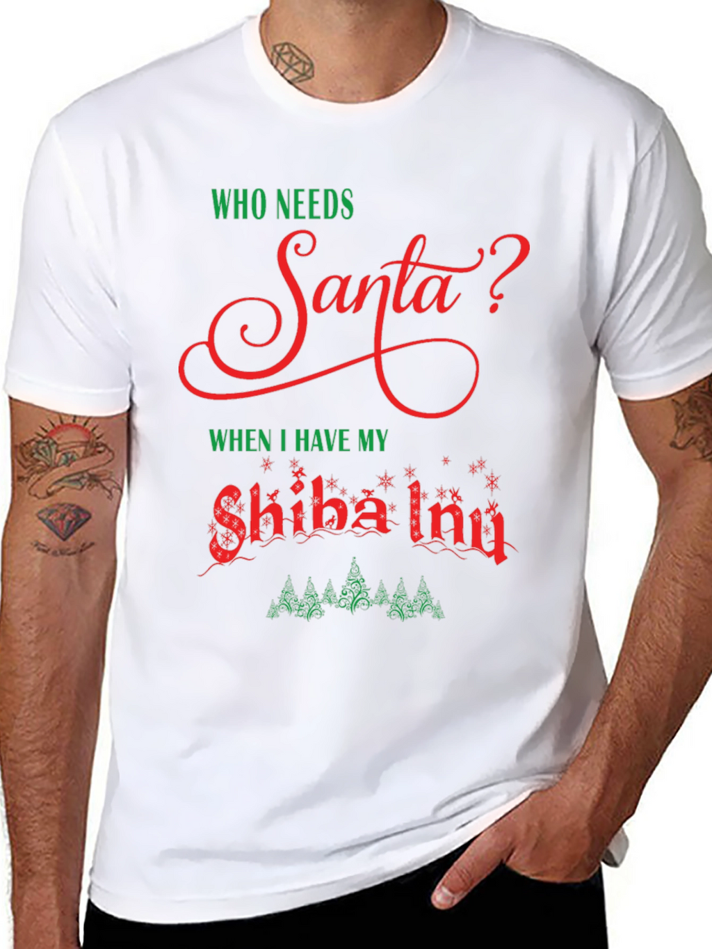 Funny Shiba Inu Christmas T-Shirt Santa
