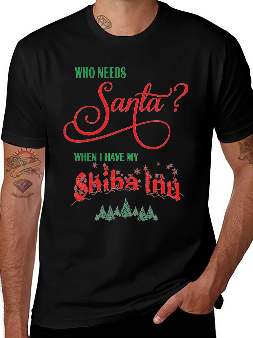 Funny Shiba Inu Christmas T-Shirt Santa