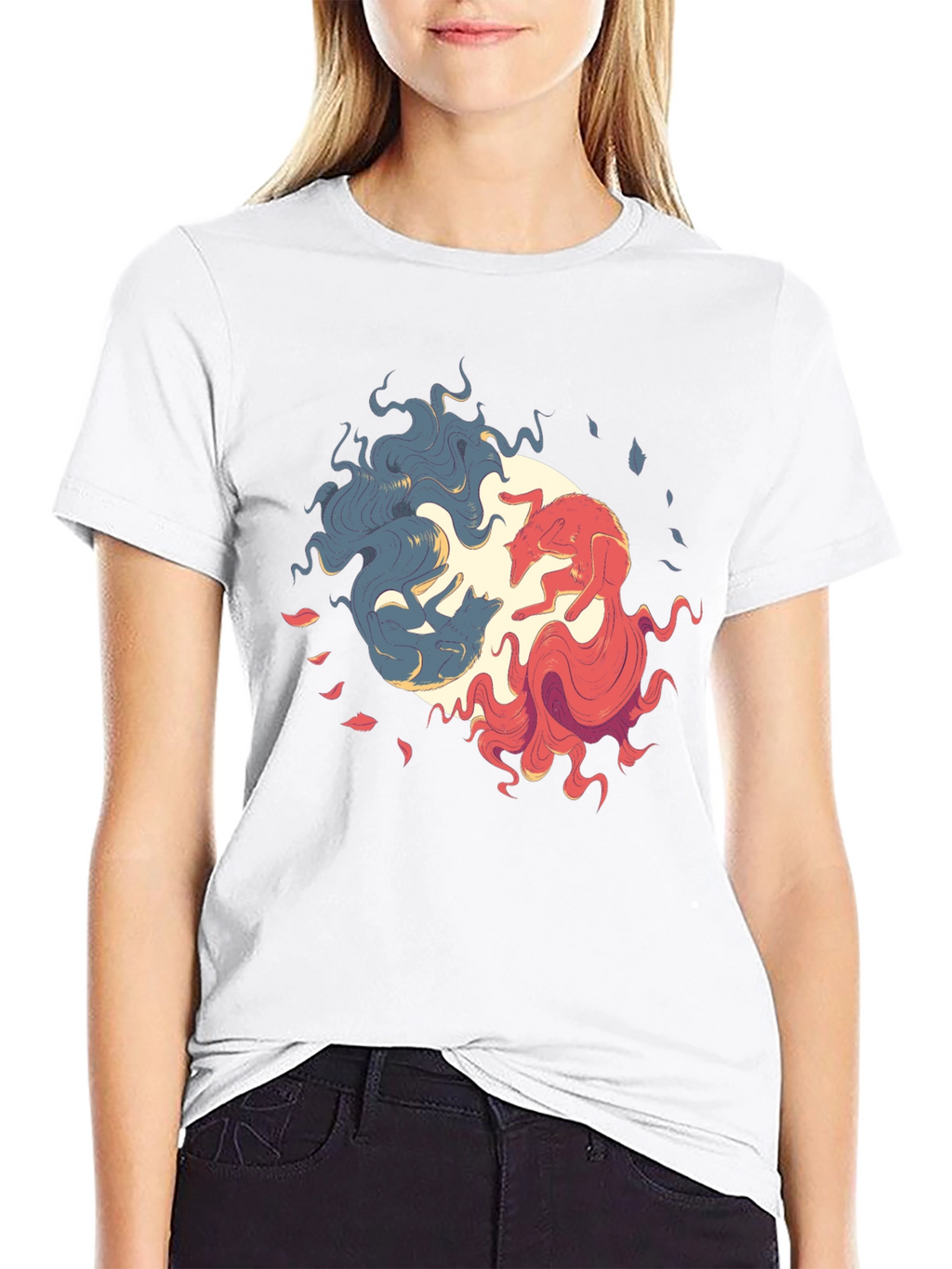 Yin Yang Wolves Graphic Tee - Balance & Style