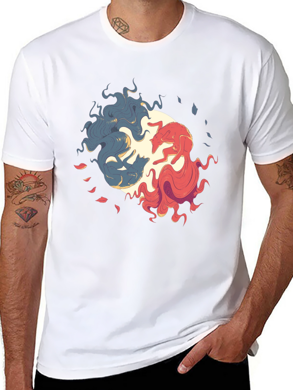 Yin Yang Wolves Graphic Tee - Balance & Style