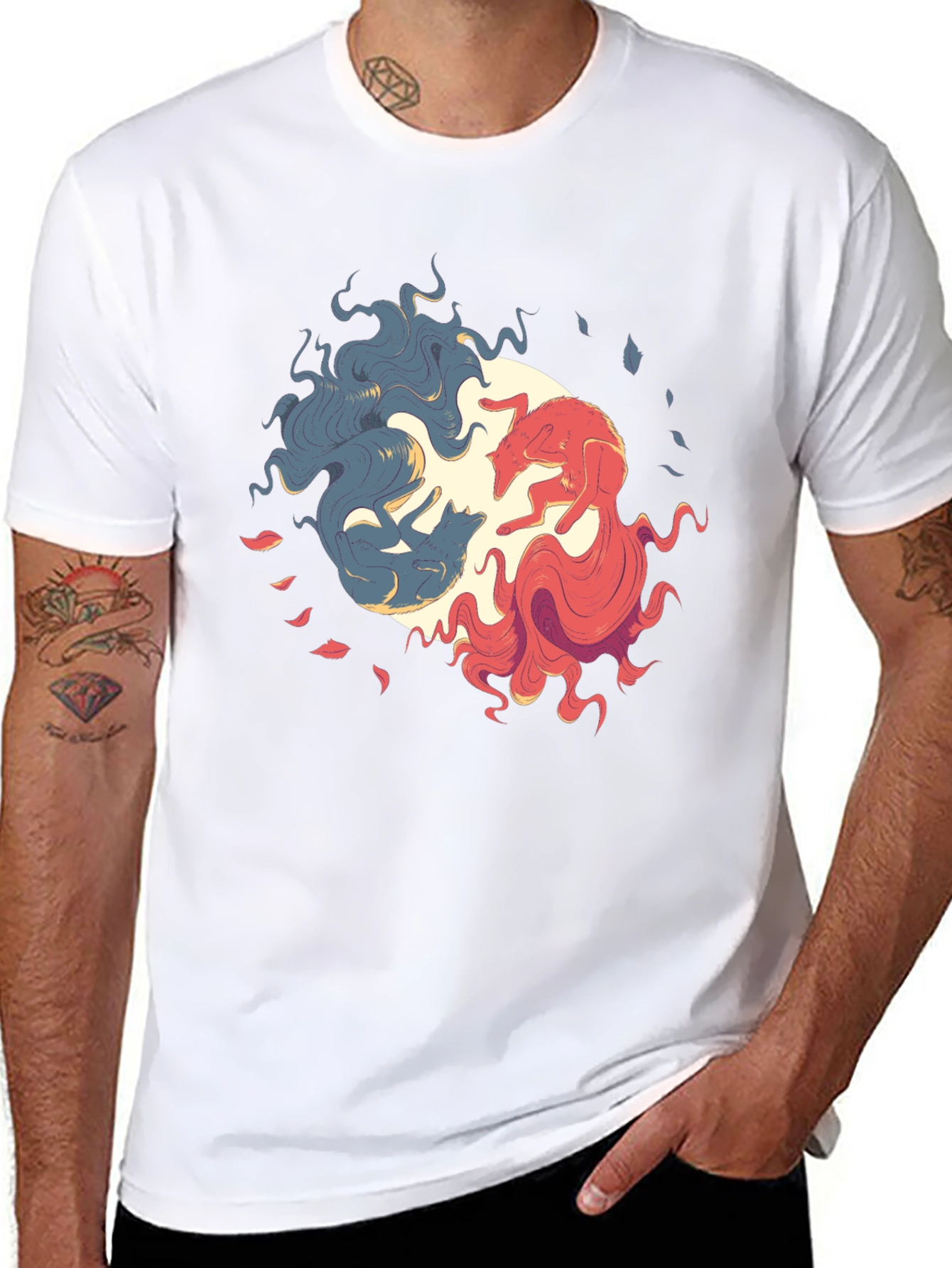 Yin Yang Wolves Graphic Tee - Balance & Style