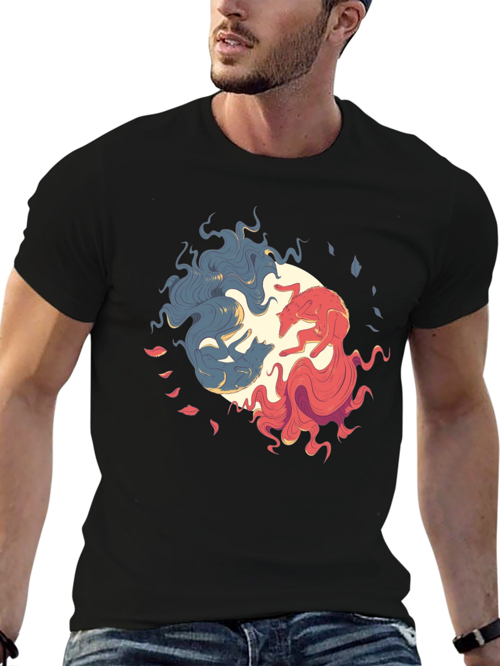 Yin Yang Wolves Graphic Tee - Balance & Style