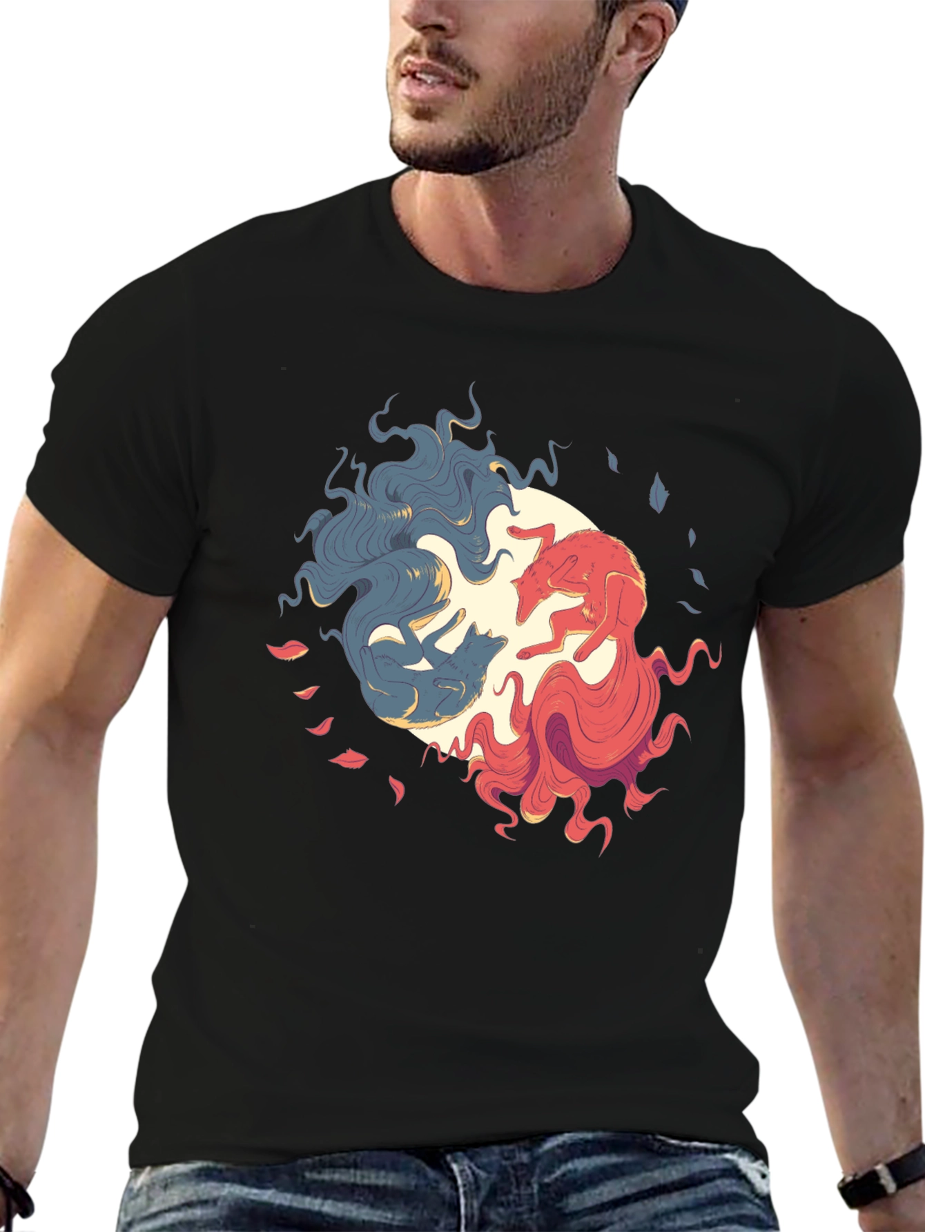 Yin Yang Wolves Graphic Tee - Balance & Style