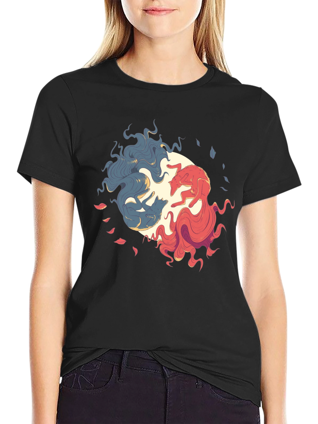Yin Yang Wolves Graphic Tee - Balance & Style