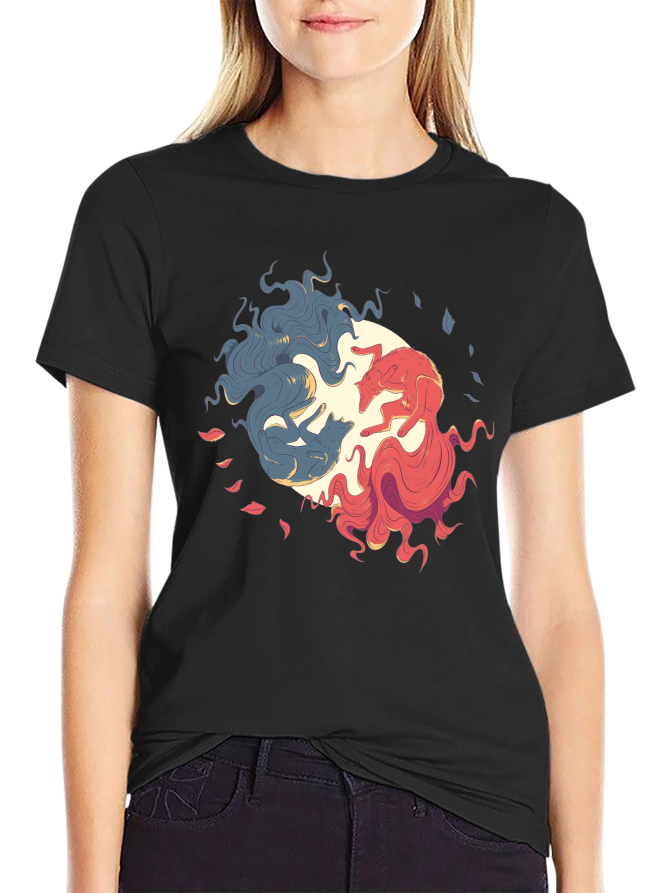Yin Yang Wolves Graphic Tee - Balance & Style