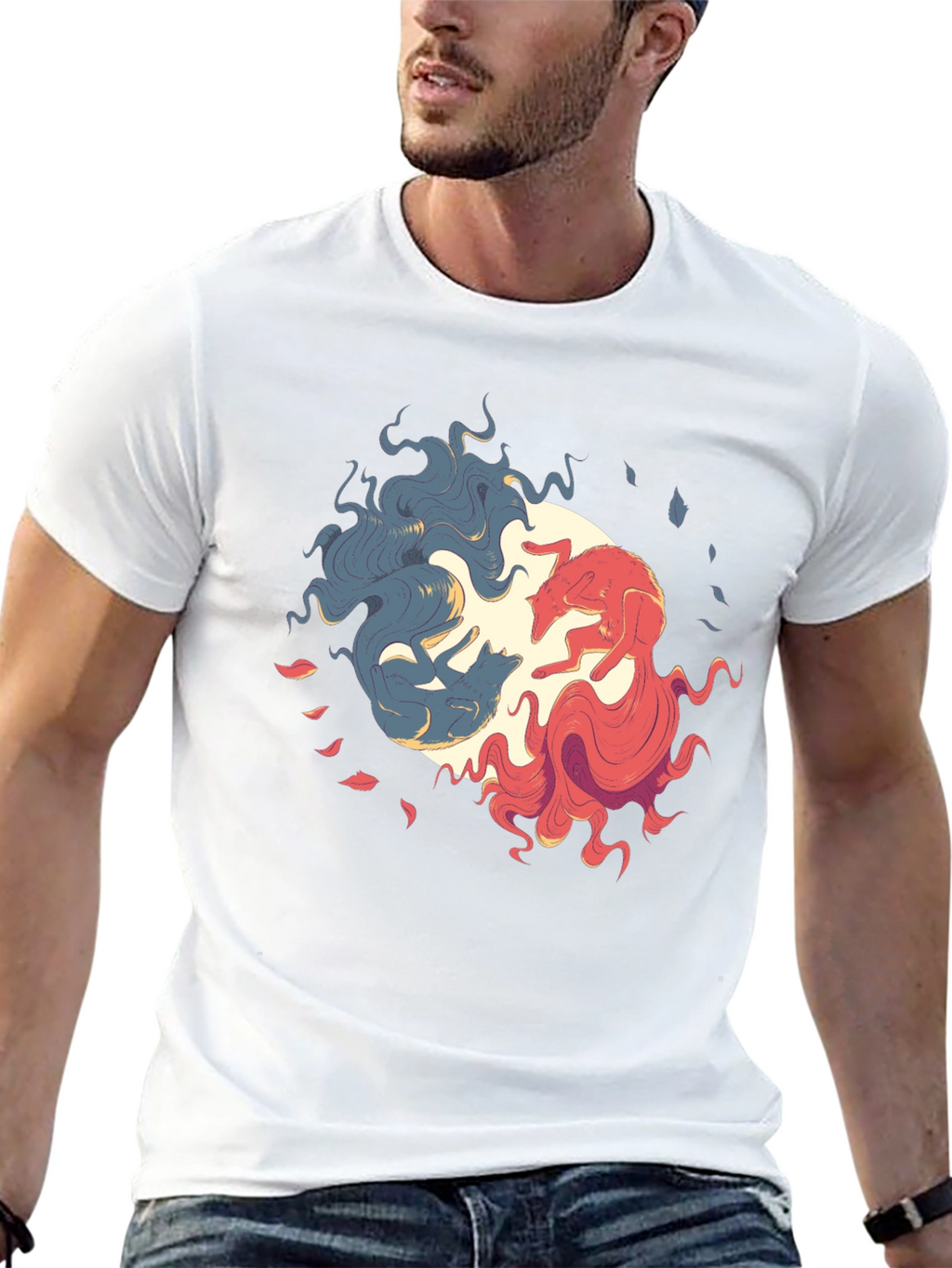 Yin Yang Wolves Graphic Tee - Balance & Style