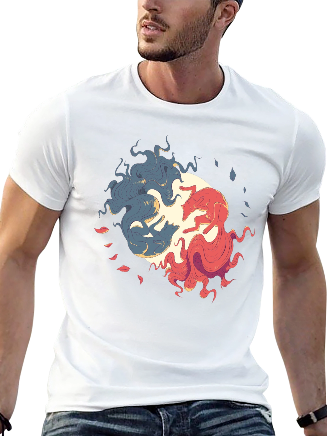 Yin Yang Wolves Graphic Tee - Balance & Style