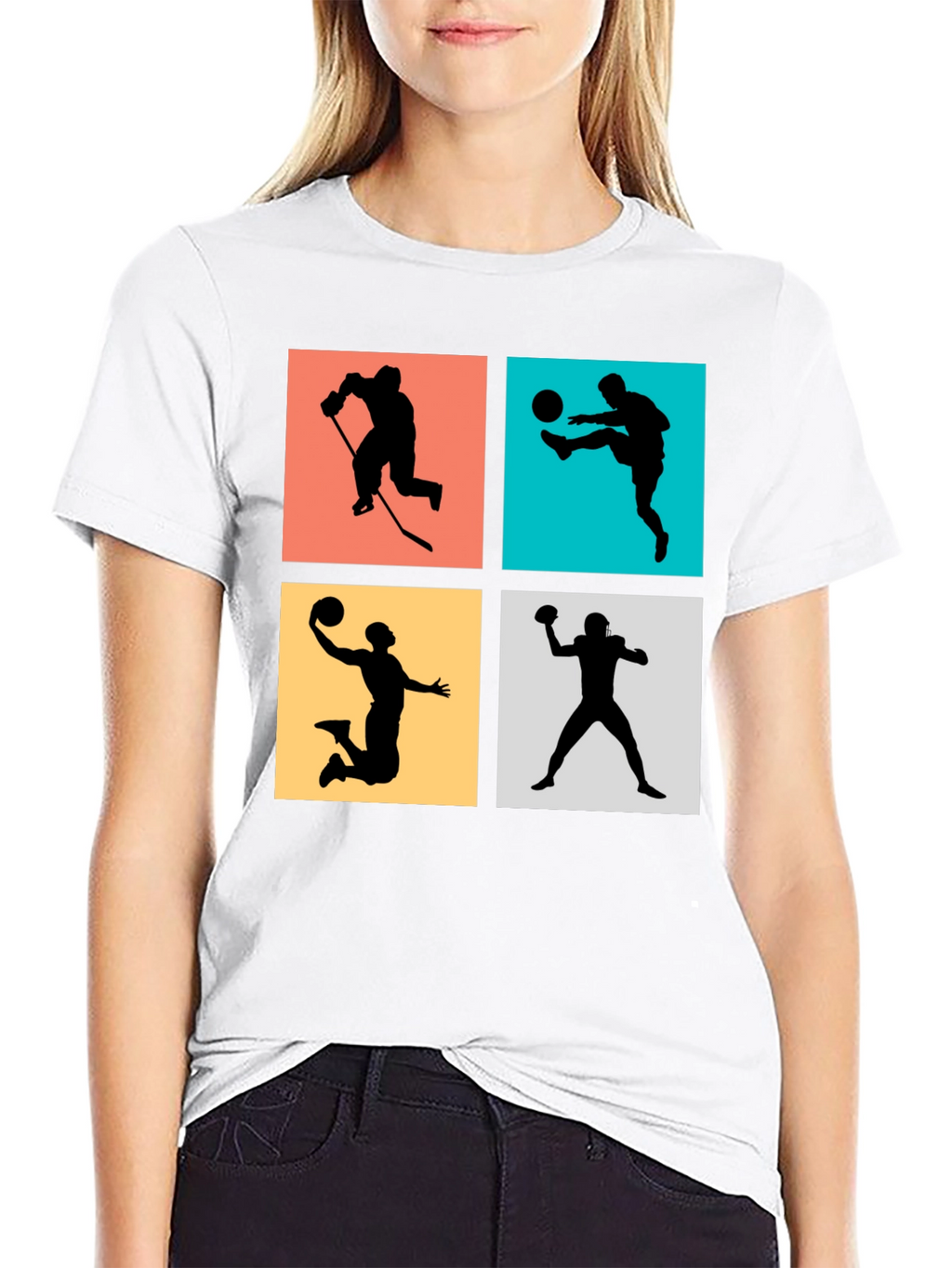 Sports Silhouettes Black Graphic Tee