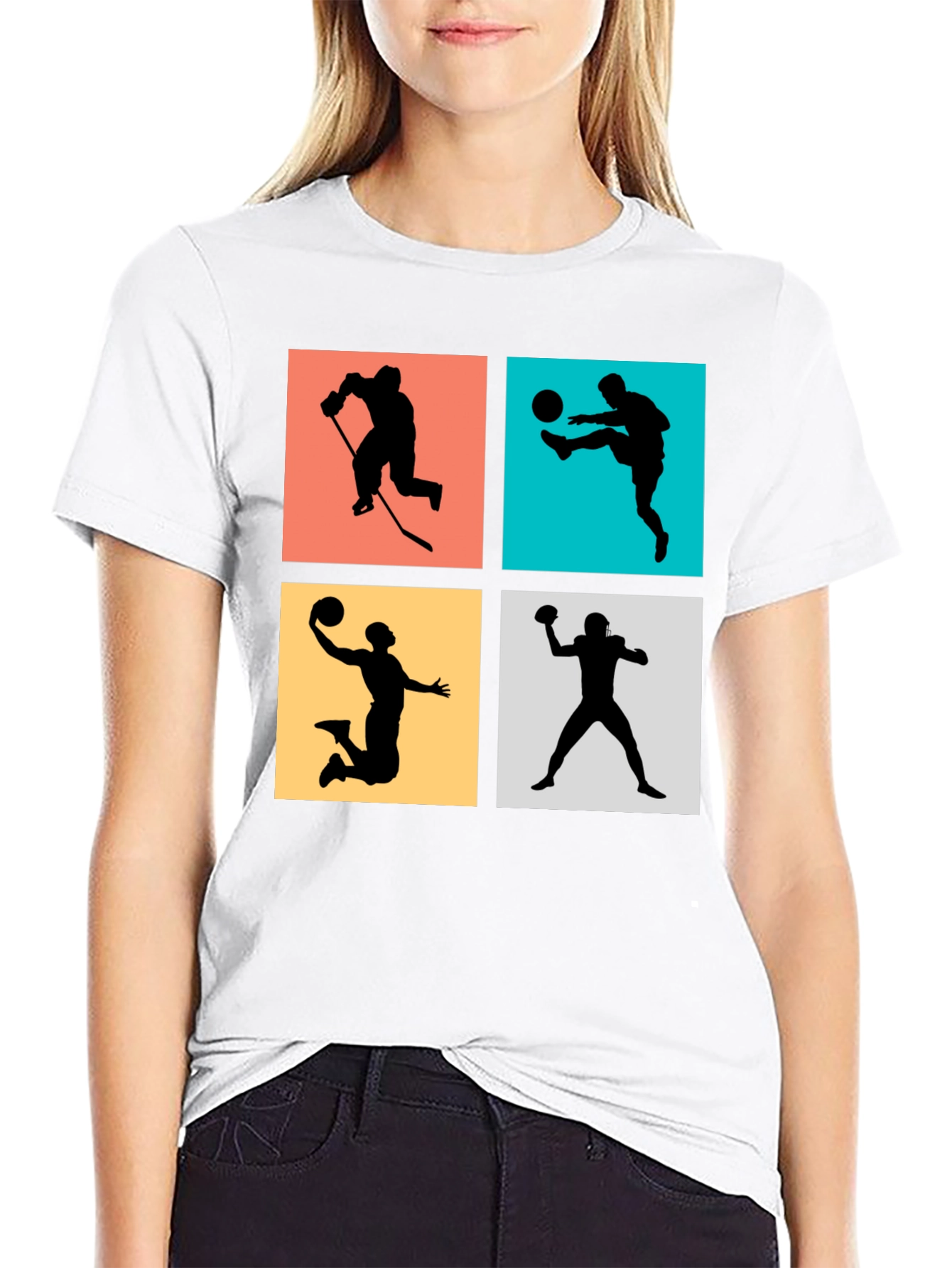 Sports Silhouettes Black Graphic Tee