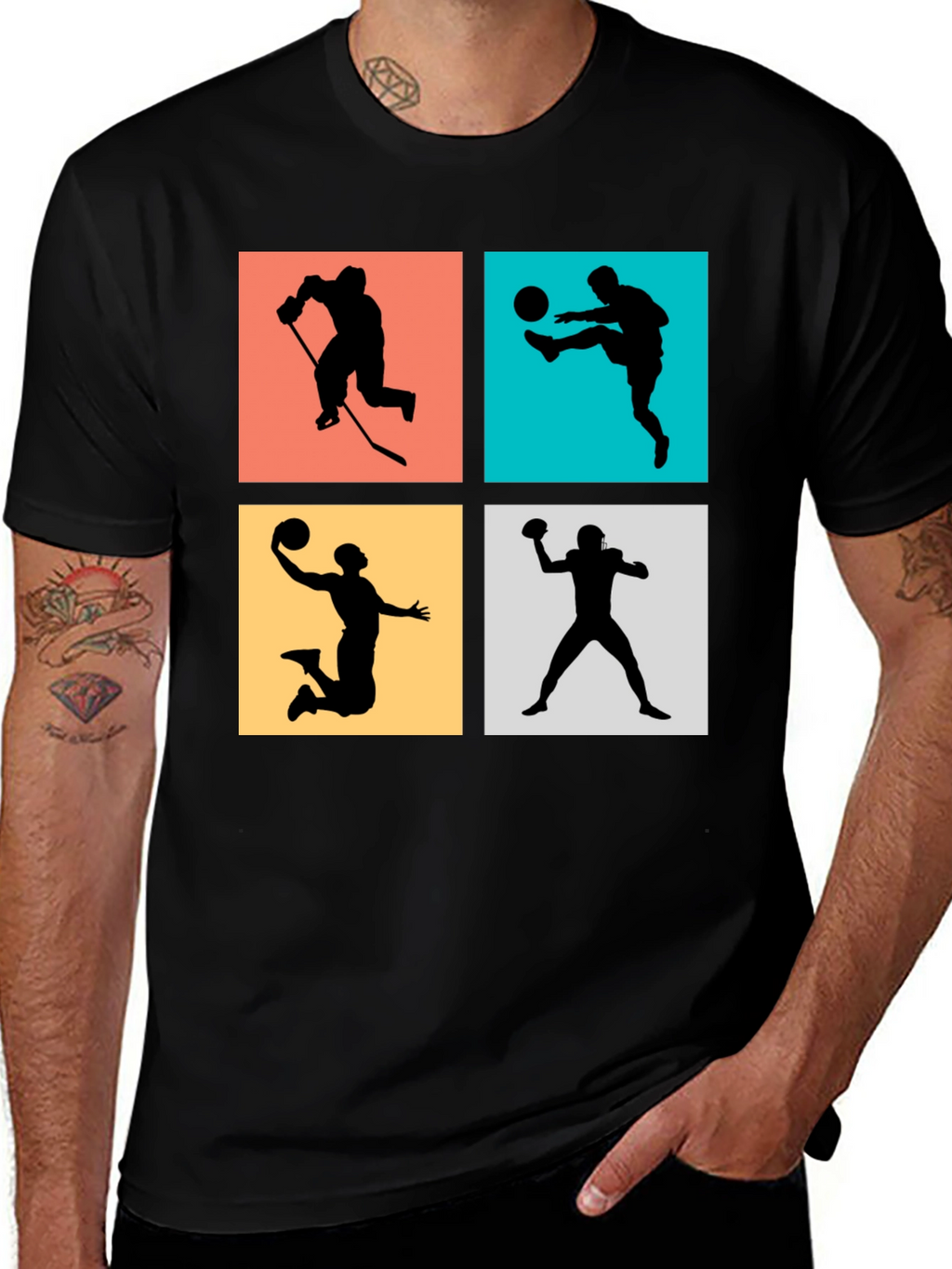 Sports Silhouettes Black Graphic Tee