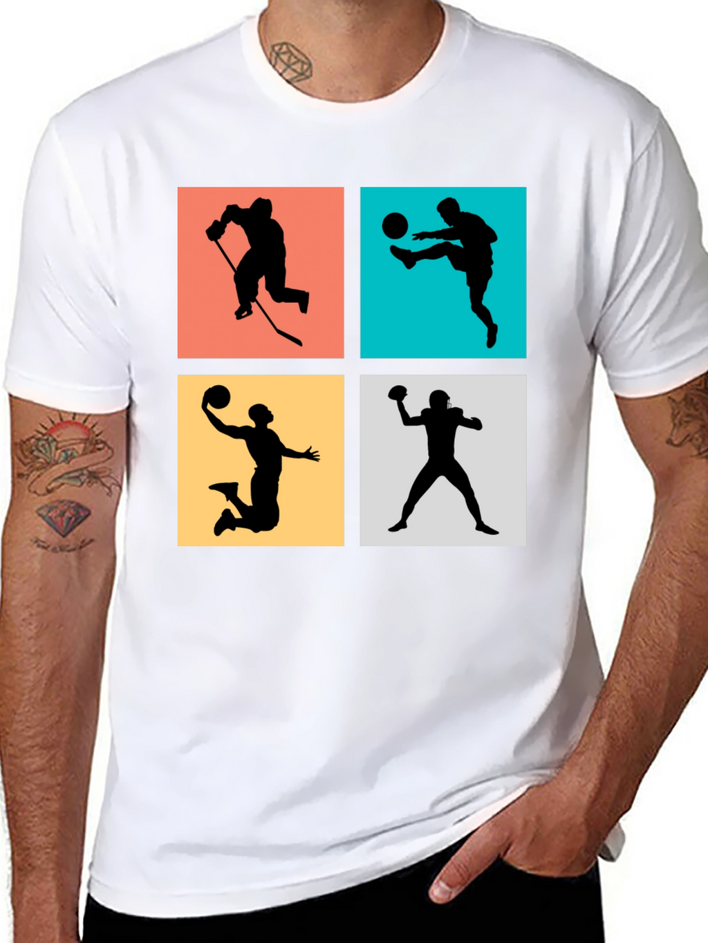 Sports Silhouettes Black Graphic Tee