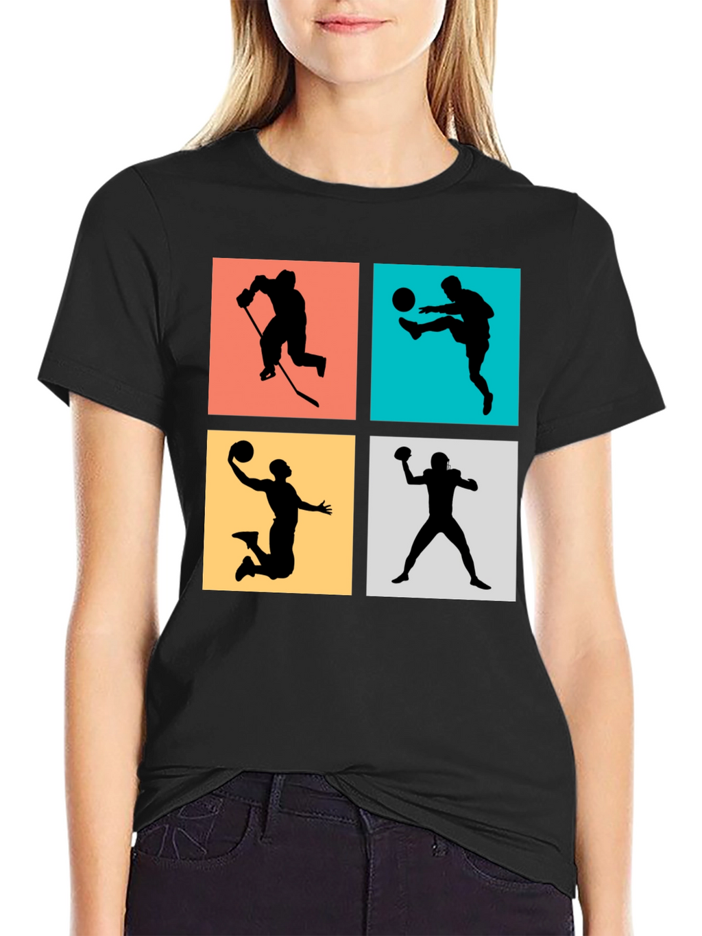 Sports Silhouettes Black Graphic Tee