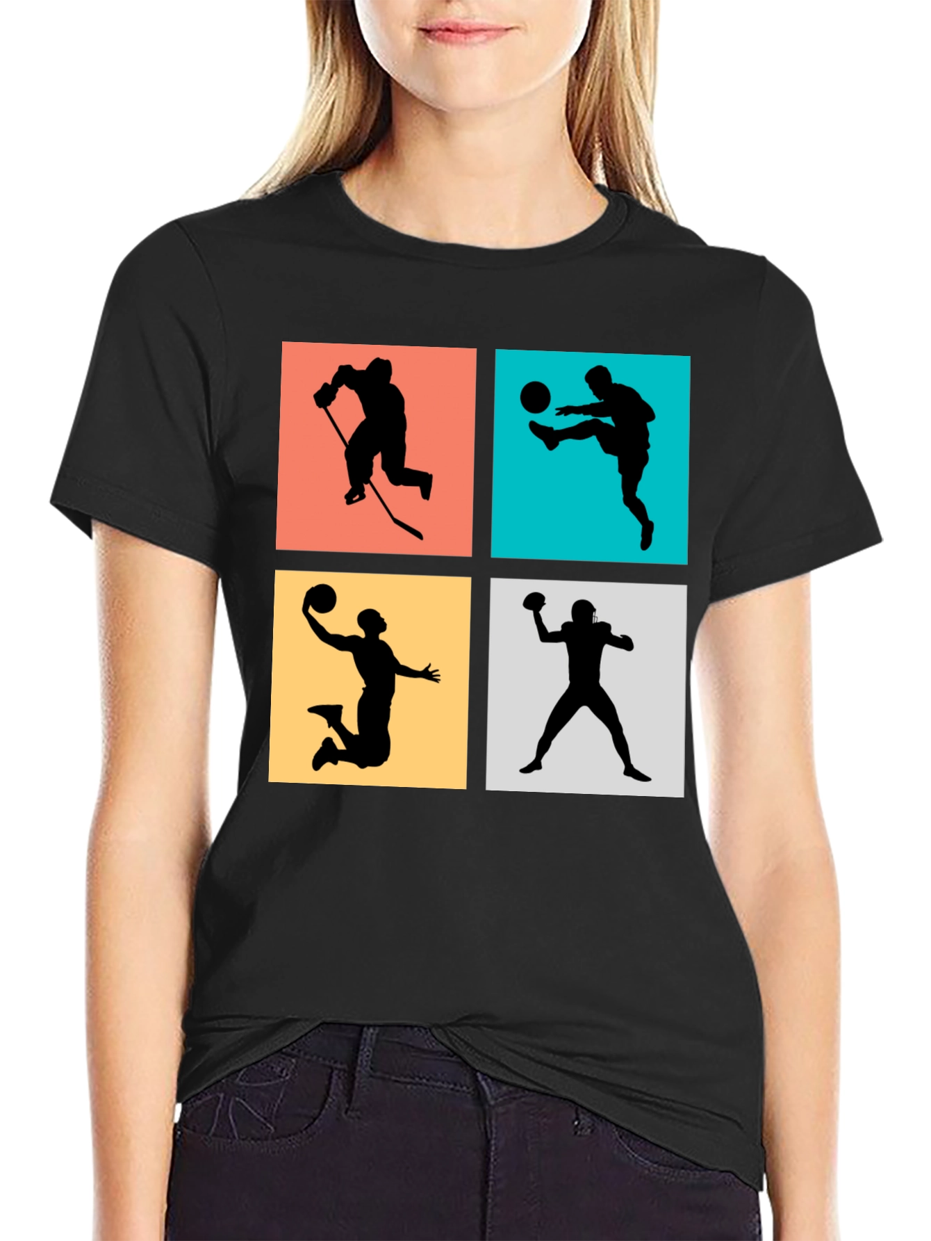 Sports Silhouettes Black Graphic Tee