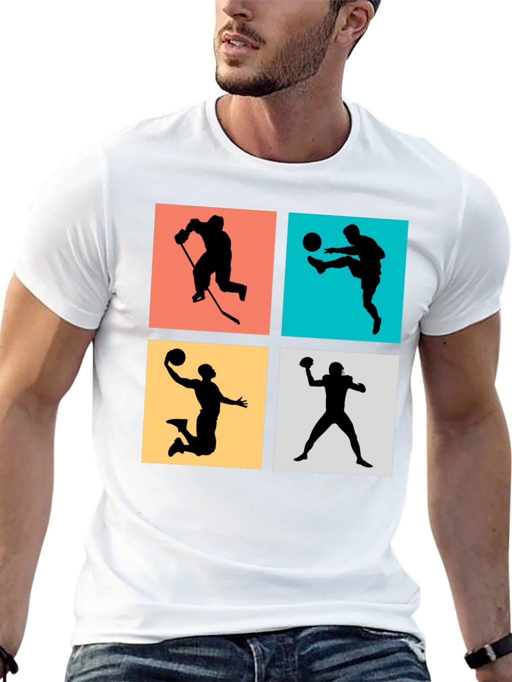 Sports Silhouettes Black Graphic Tee