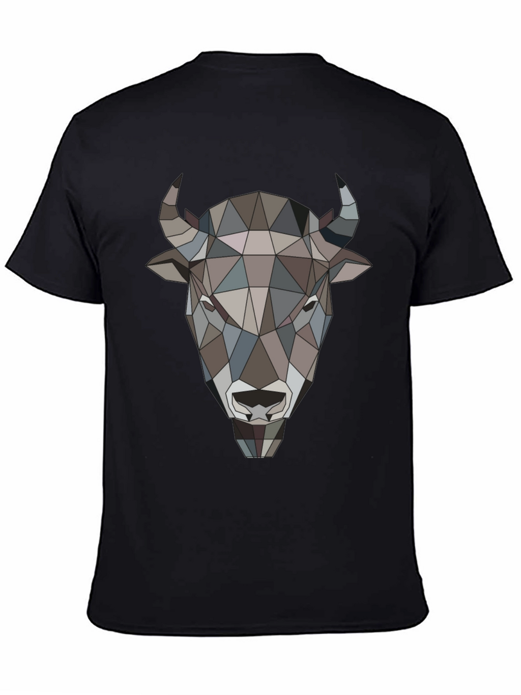 Geometric Buffalo Head Graphic Tee - Mens Black T-Shirt