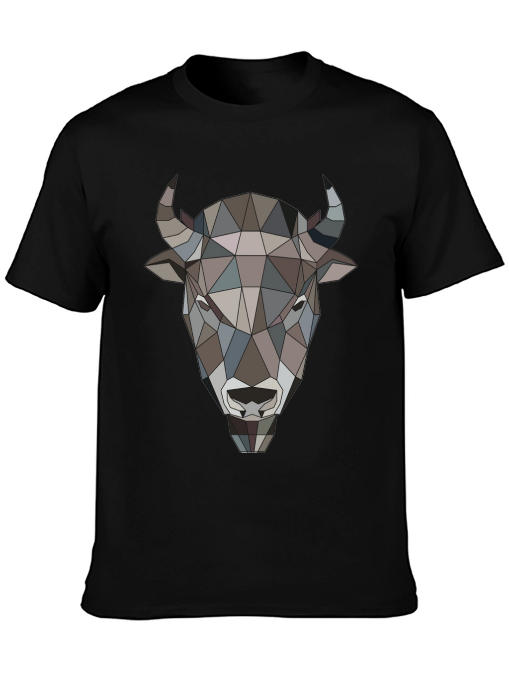 Geometric Buffalo Head Graphic Tee - Mens Black T-Shirt