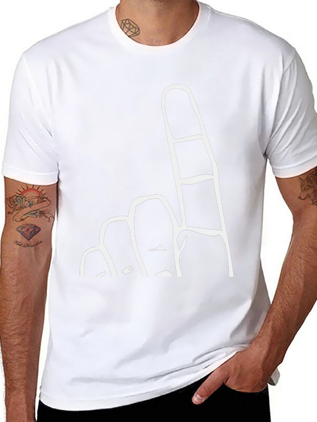 Novelty Gesture Graphic Black T-Shirt