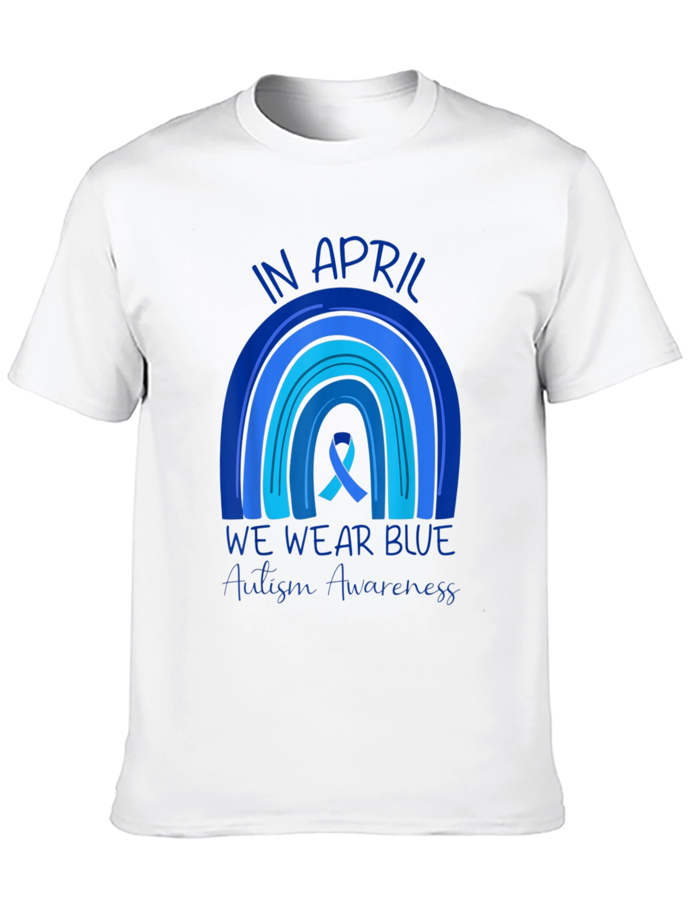 Autism Awareness Rainbow T-Shirt - In April We Wear Blue