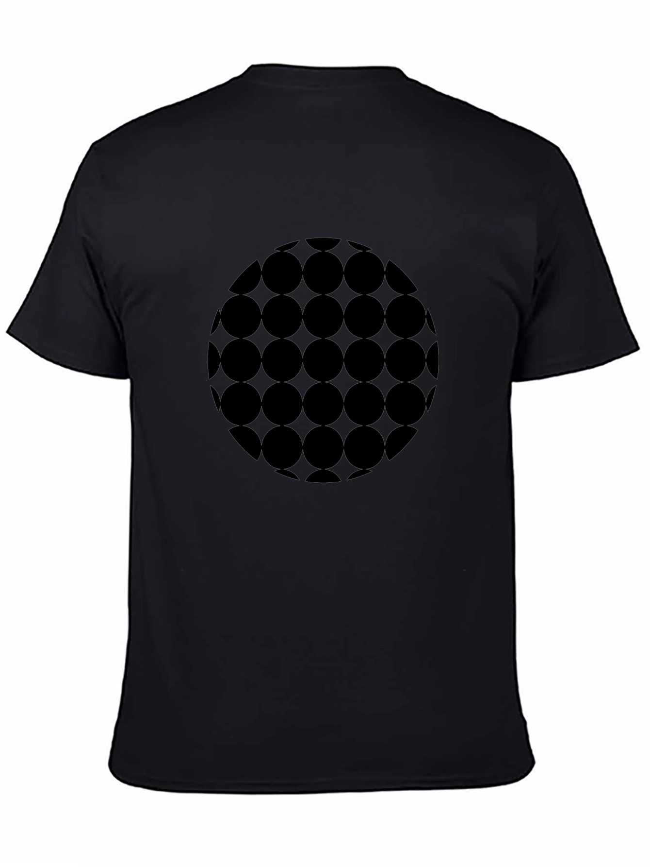 Modern Geometric Circle Pattern Black T-Shirt