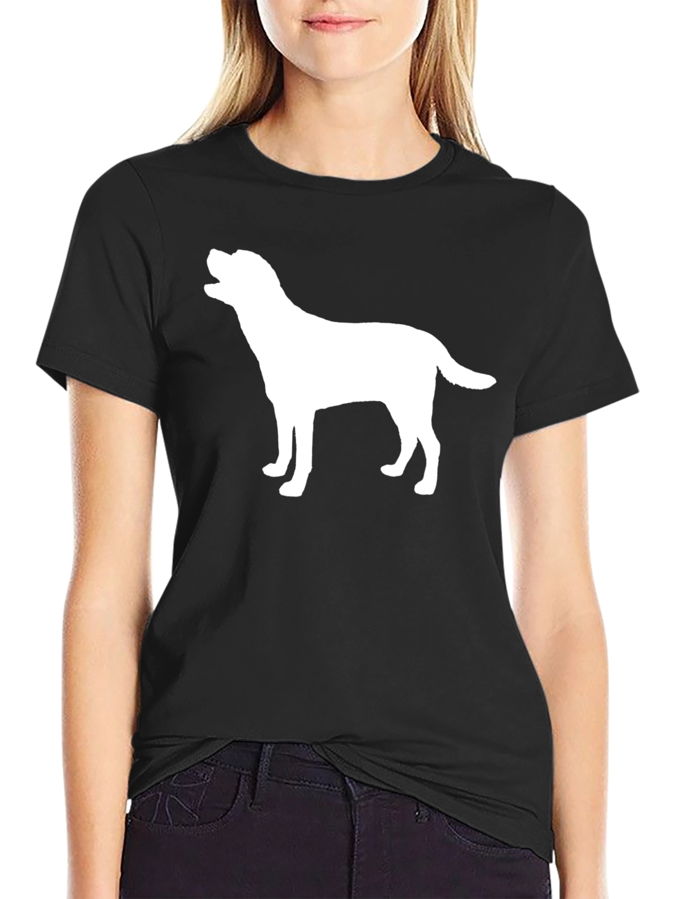 Dog Silhouette Graphic Tee - Black