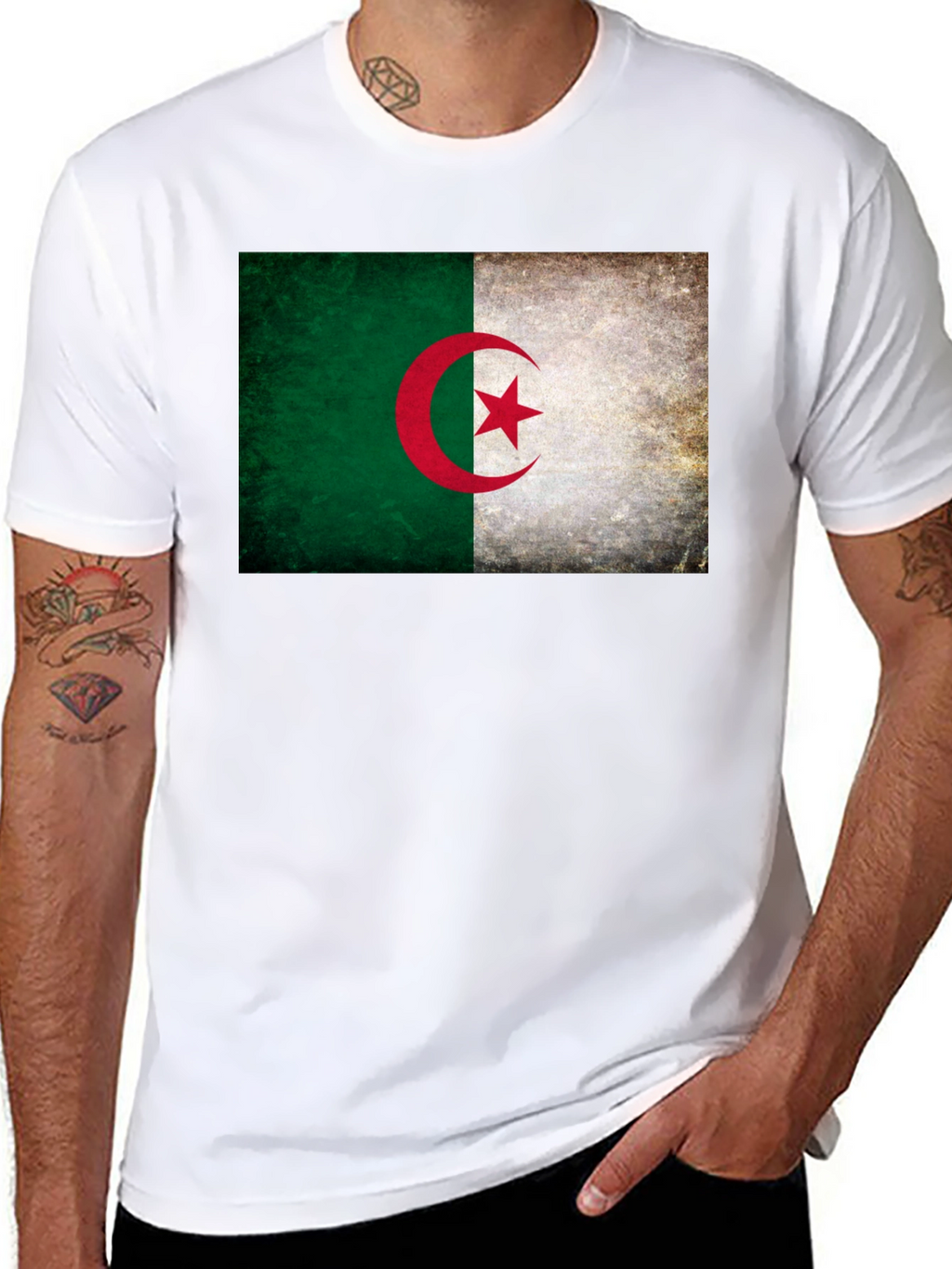Algeria Flag Graphic Tee - Black Unisex T-Shirt