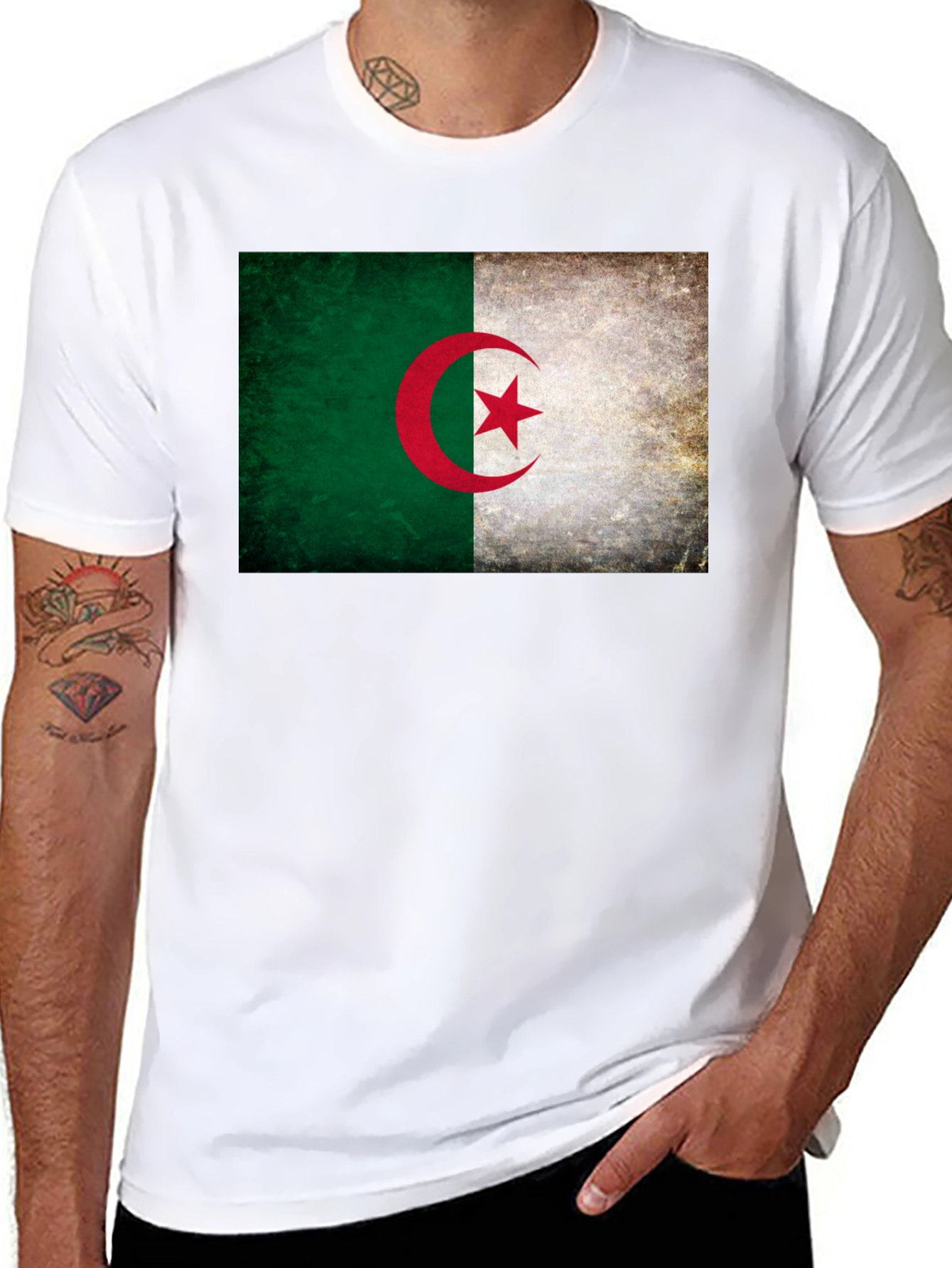Algeria Flag Graphic Tee - Black Unisex T-Shirt
