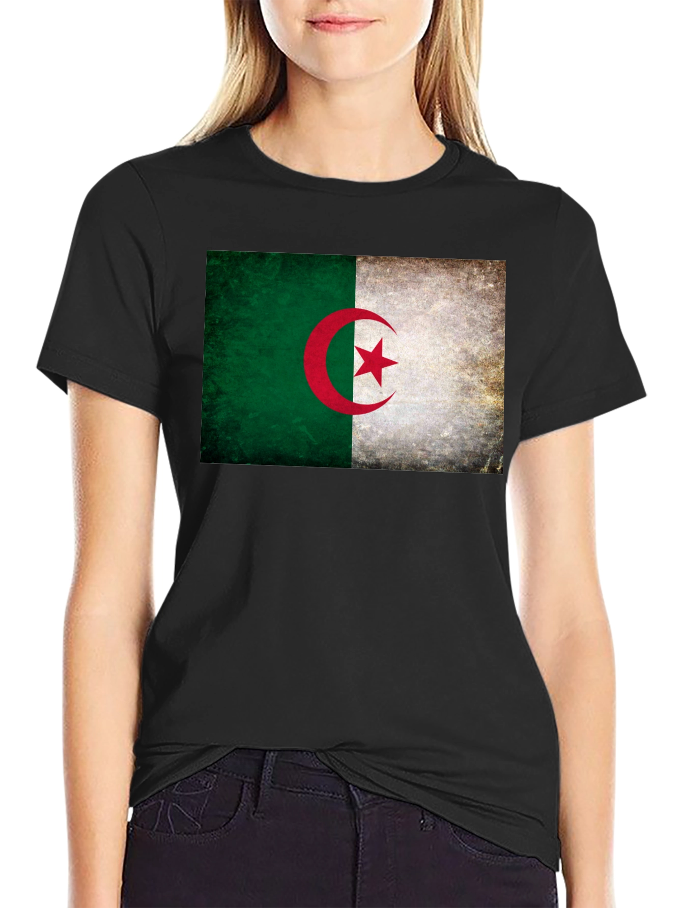 Algeria Flag Graphic Tee - Black Unisex T-Shirt