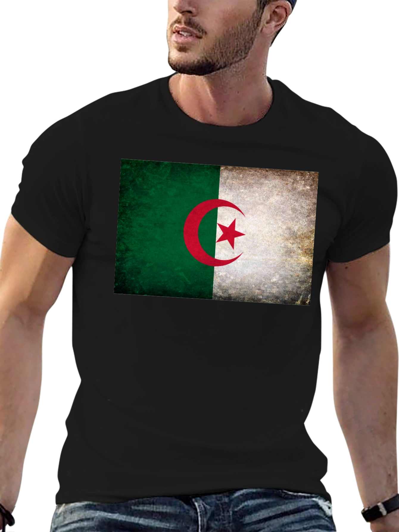 Algeria Flag Graphic Tee - Black Unisex T-Shirt