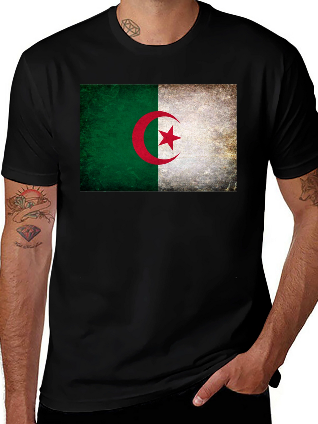Algeria Flag Graphic Tee - Black Unisex T-Shirt