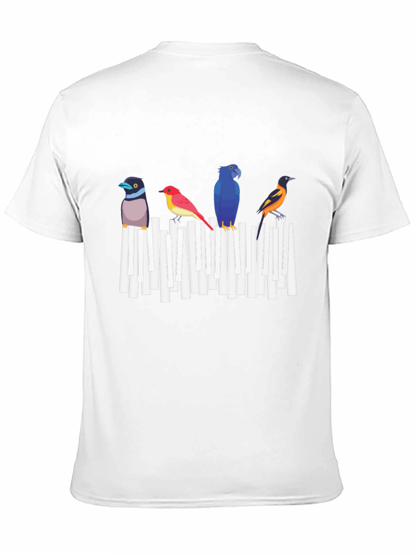 Musical Birds Graphic Tee - Black Cotton T-Shirt