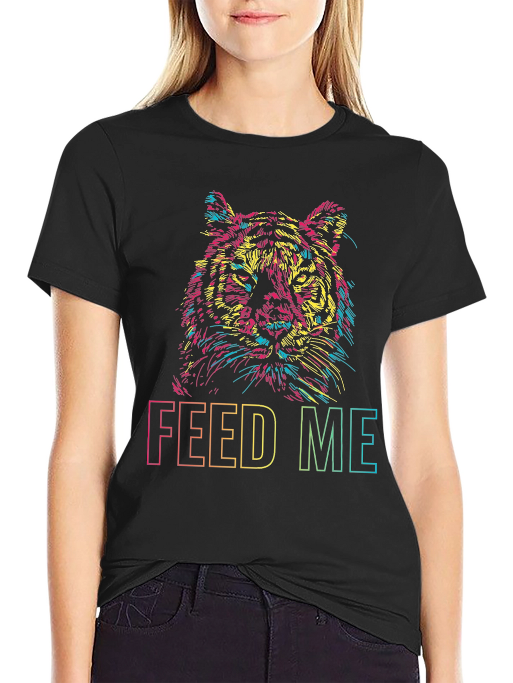 Vibrant Tiger Graphic Tee - Feed Me