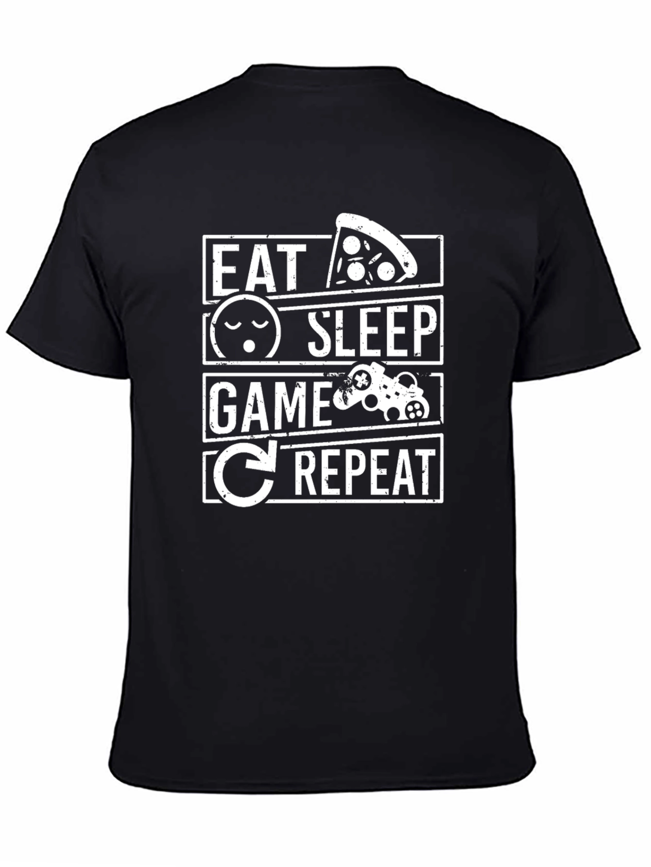 Eat Sleep Game Repeat Black Graphic T-Shirt