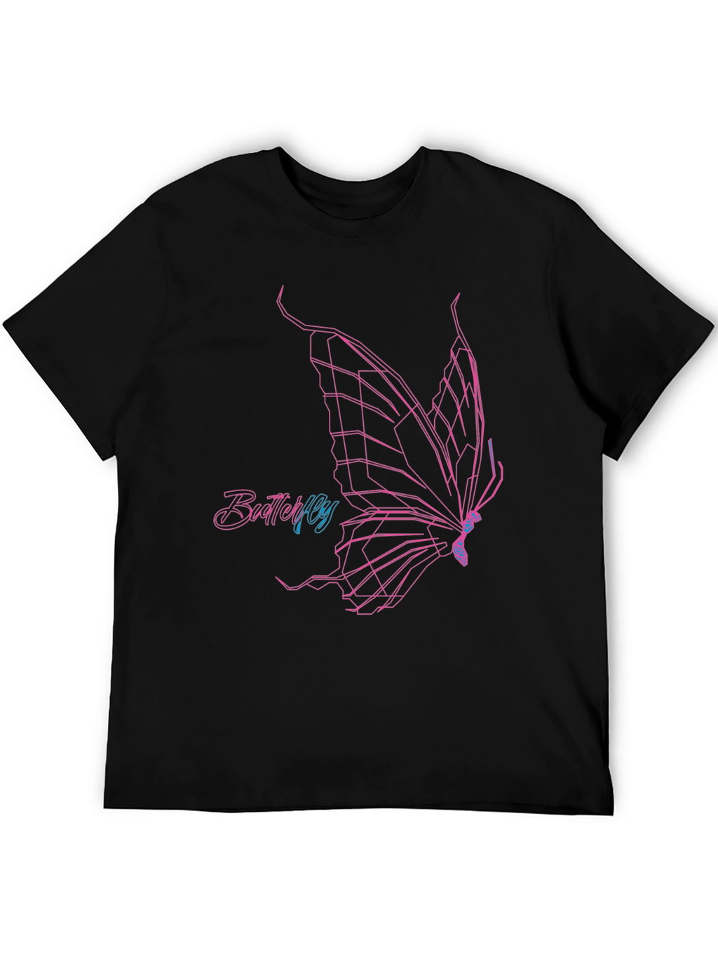 Geometric Butterfly Graphic T-Shirt - Black
