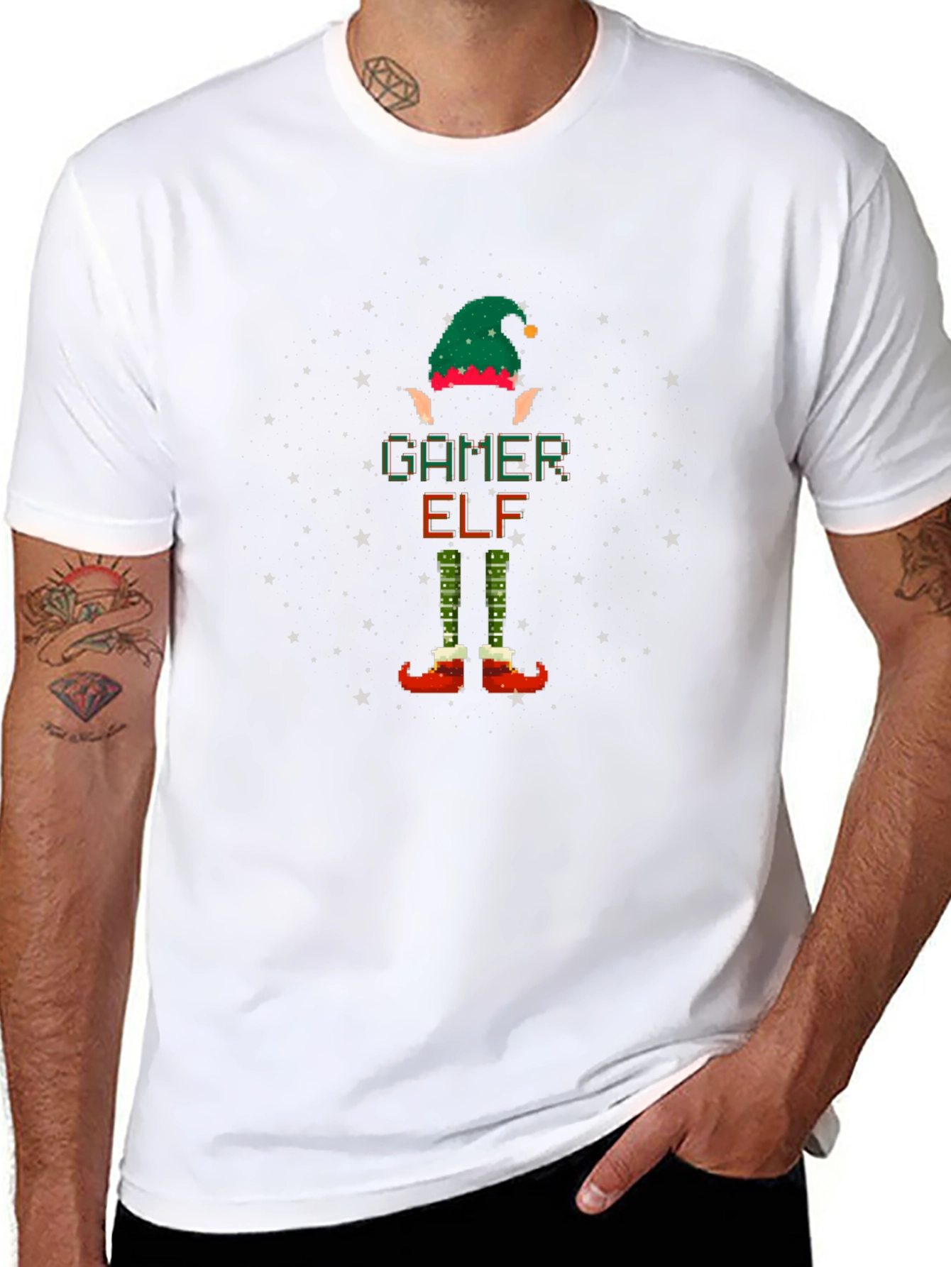 Gamer Elf Christmas T-Shirt - Pixelated Holiday Fun