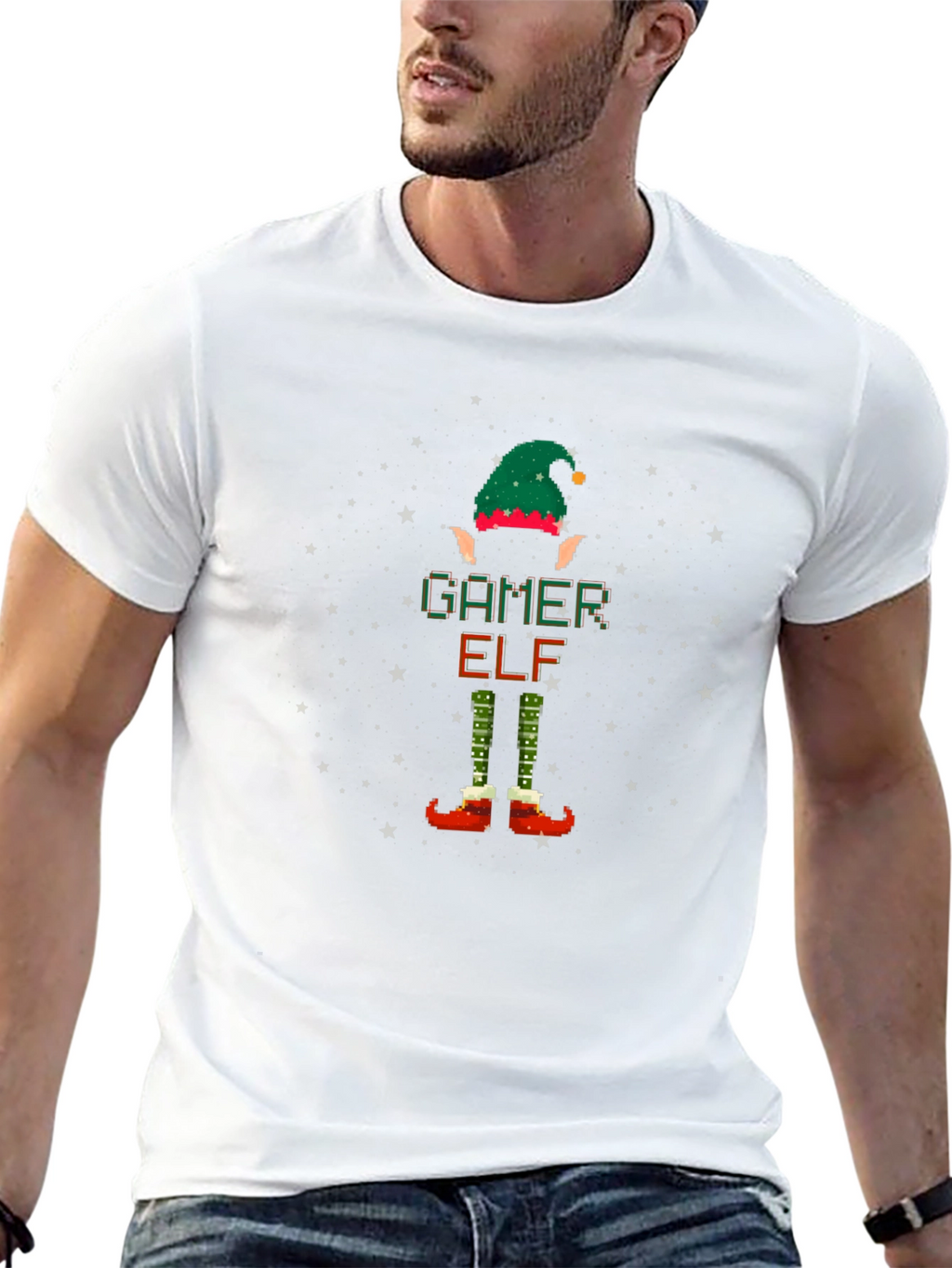 Gamer Elf Christmas T-Shirt - Pixelated Holiday Fun