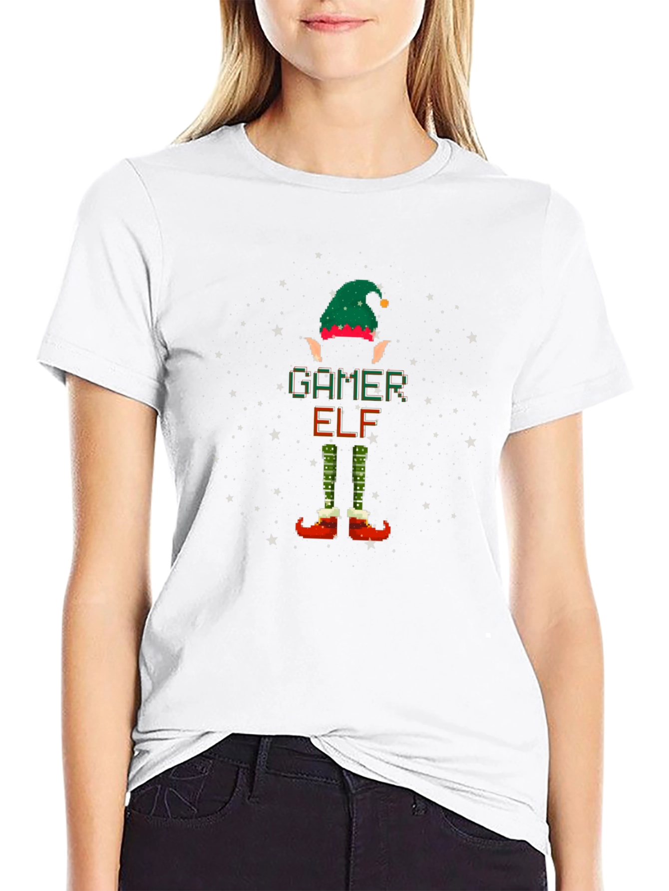 Gamer Elf Christmas T-Shirt - Pixelated Holiday Fun