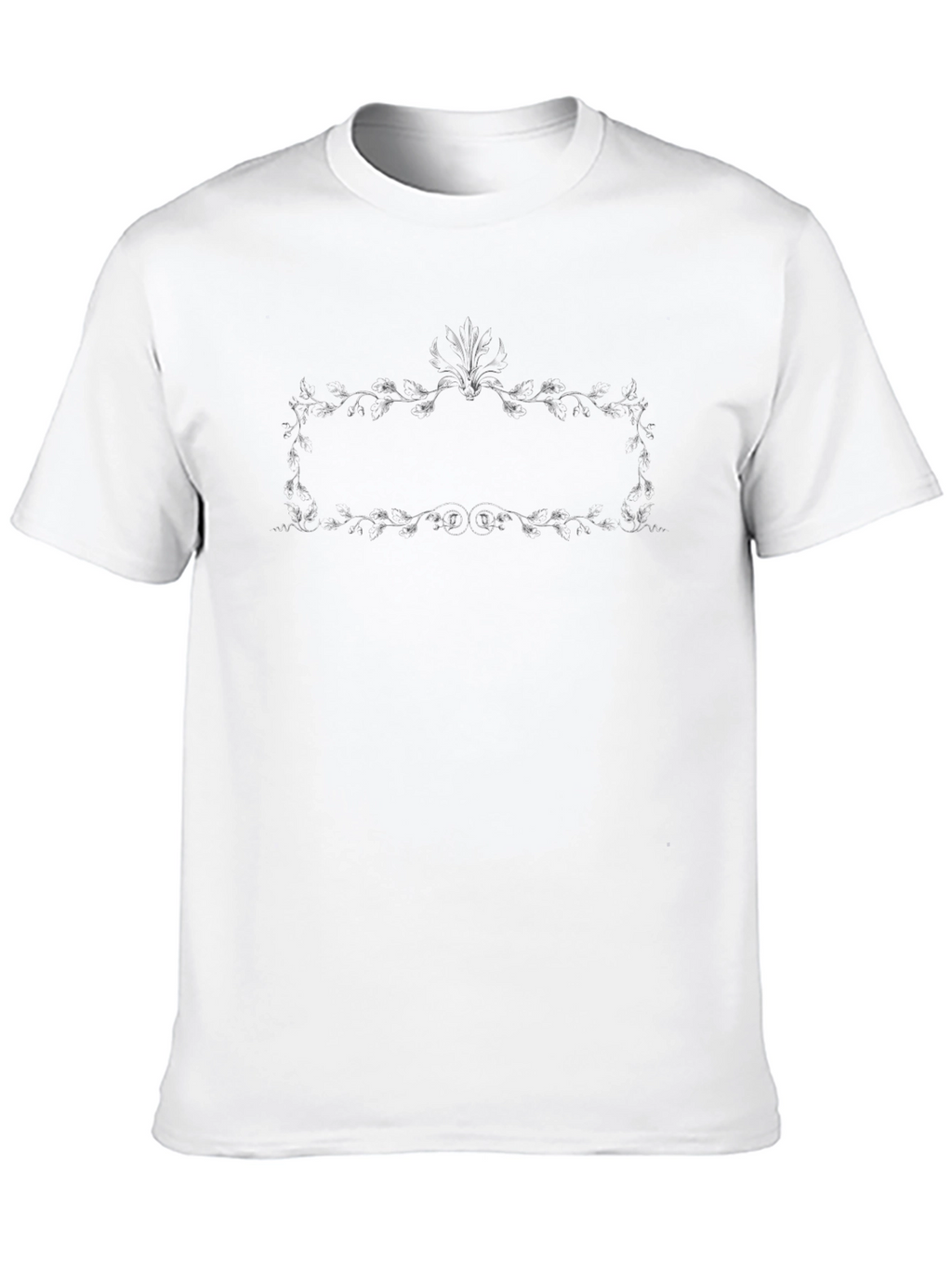 Black Graphic Tee - Floral Frame Design