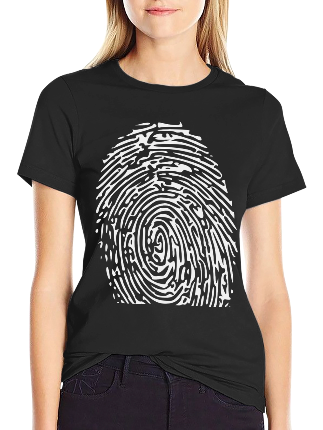 Fingerprint Graphic Tee - Unique Black T-Shirt