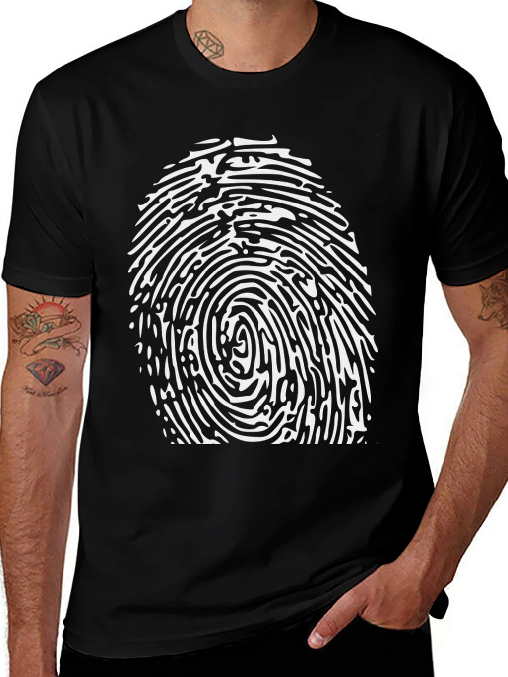 Fingerprint Graphic Tee - Unique Black T-Shirt