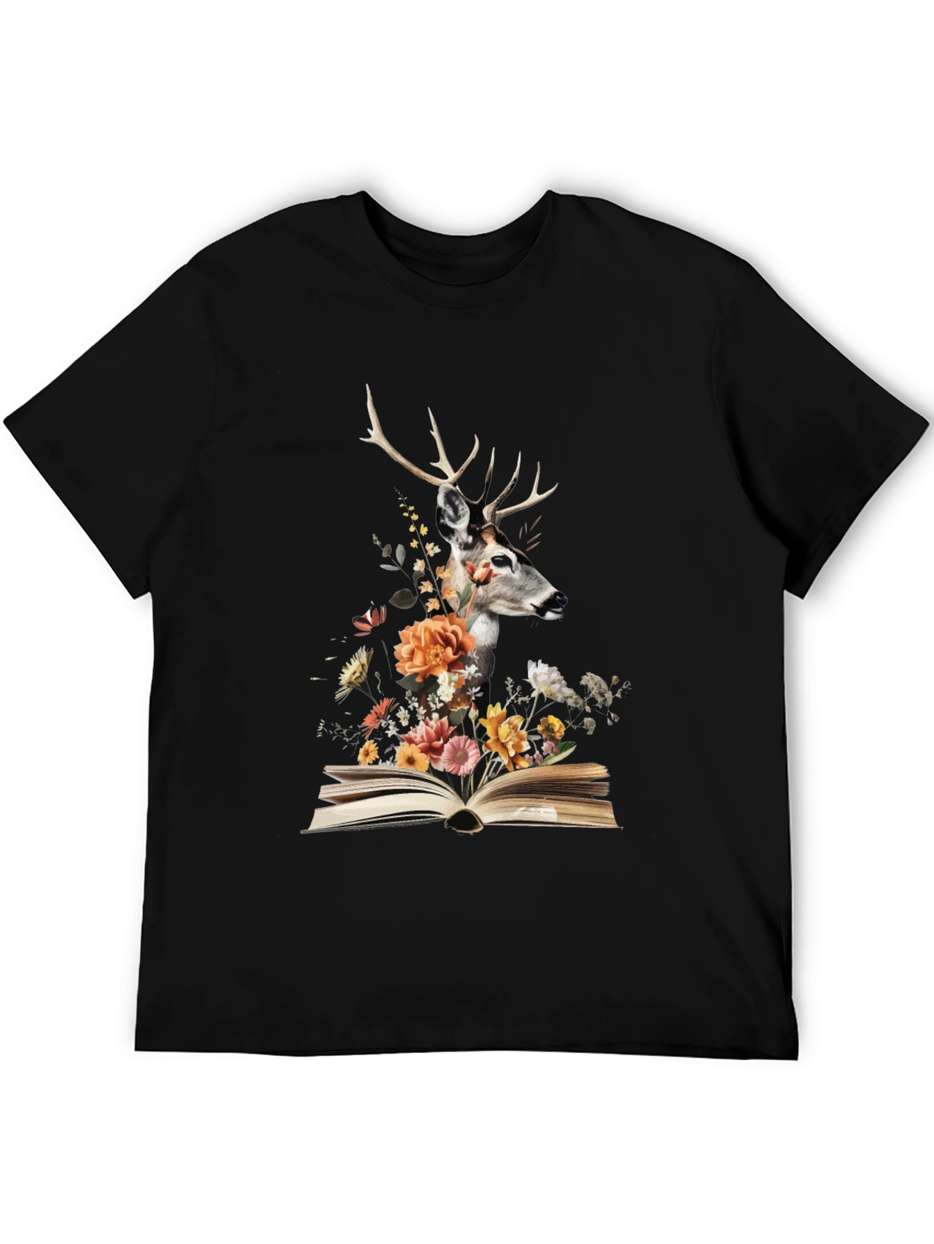 Deer in Book Floral Tee